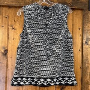 Talbots Black and White Patterned Blouse